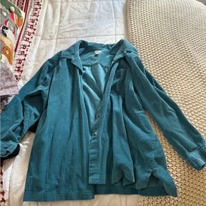 Teal LL Bean Corduroy Button-Up Shirt
